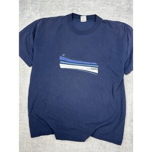 Vtg‎ Nike Shirt Men Large Blue Vintage 90s Spell Out Swoosh Double Sided Fade